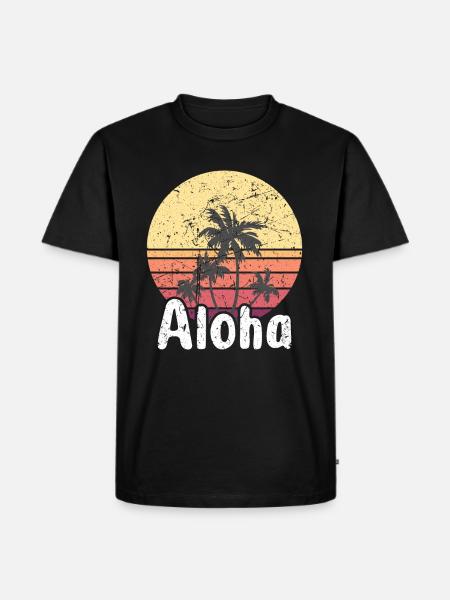 Aloha - Hawaii Surfing Retro Sunset - Men's Premium Organic T-Shirt - black