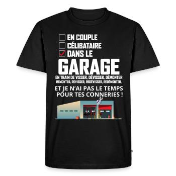 Dans Le Garage Cadeau Humour Papa - T-shirt Premium bio Homme - noir - Devant - Nico (187cm)