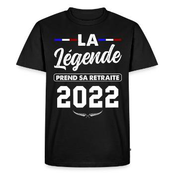 T-shirt legende départ en retraite 2022 - T-shirt Premium bio Homme - noir - Devant - Nico (187cm)