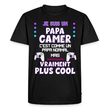 Papa Gamer Humour Jeux Vidéo Papa Et Fils - T-shirt Premium bio Homme - noir - Devant - Nico (187cm)