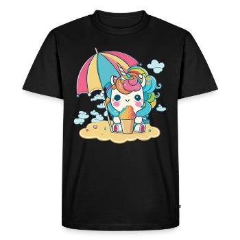 Ice Cream Unicorn - The Sweetest Temptation - Men's Premium Organic T-Shirt - black - Front - Nico (187cm)