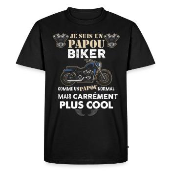 Papou motard Humour Homme Moto - T-shirt Premium bio Homme - noir - Devant - Nico (187cm)