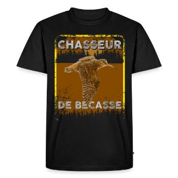 Bécasse Chasse Cadeau Homme Chasseur - T-shirt Premium bio Homme - noir - Devant - Nico (187cm)