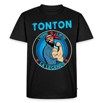 Tonton l Homme le mythe la legende Vintage - T-shirt Premium bio Homme - noir - Devant - Nico (187cm)