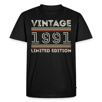 Vintage 1991 - Year 1991 Birthday Gift 1991 - Men's Premium Organic T-Shirt - black - Front - Nico (187cm)