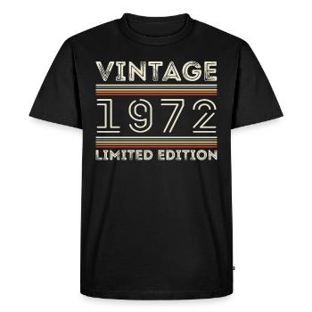 Millésime 1972 - Année 1972 Cadeau d’anniversaire 1972 - T-shirt Premium bio Homme - noir - Devant - Nico (187cm)