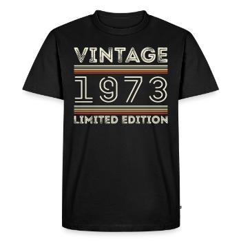 Millésime 1973 - Année 1973 Cadeau d’anniversaire 1973 - T-shirt Premium bio Homme - noir - Devant - Nico (187cm)