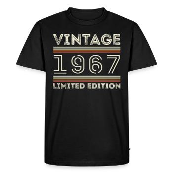 Millésime 1967 - Année 1967 Cadeau d’anniversaire 1967 - T-shirt Premium bio Homme - noir - Devant - Nico (187cm)