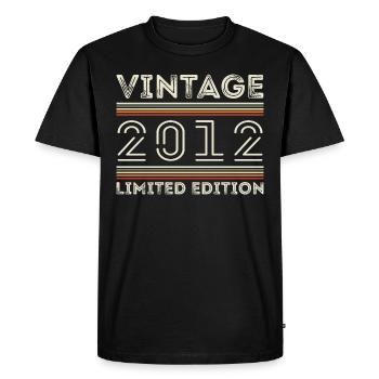 Millésime 2012 - Année 2012 Cadeau d’anniversaire 2012 - T-shirt Premium bio Homme - noir - Devant - Nico (187cm)