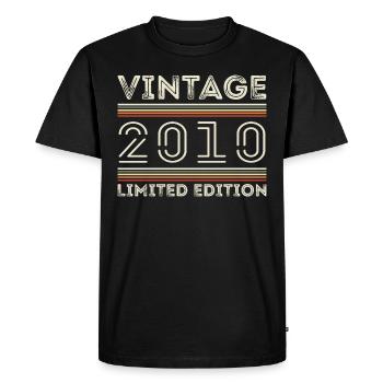 Millésime 2010 - Année 2010 Cadeau d’anniversaire 2010 - T-shirt Premium bio Homme - noir - Devant - Nico (187cm)