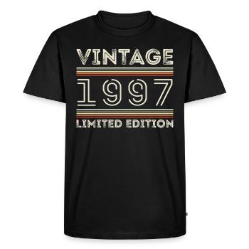 Millésime 1997 - Année 1997 Cadeau d’anniversaire 1997 - T-shirt Premium bio Homme - noir - Devant - Nico (187cm)
