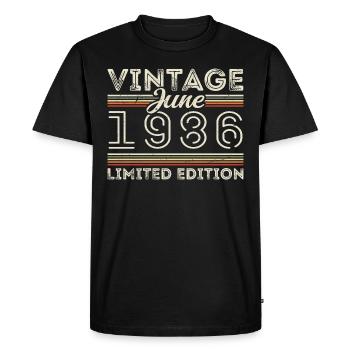 Juin 1986 Juin Anniversaire Présent Juin 1986 - T-shirt Premium bio Homme - noir - Devant - Nico (187cm)