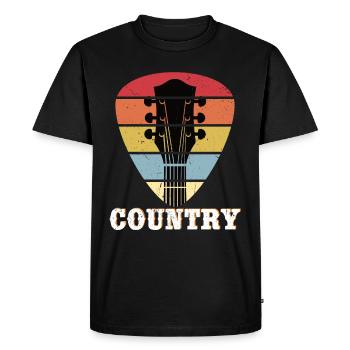 Country Music Guitar Retro Vintage Plektrum - Men's Premium Organic T-Shirt - black - Front - Nico (187cm)