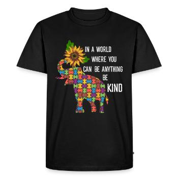 You Can Be Anything Be Kind - Elephant Sunflower - Men's Premium Organic T-Shirt - black - Front - Nico (187cm)