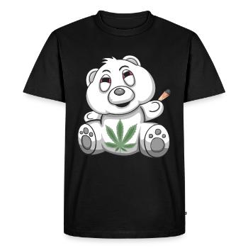Teddy Bear Kiffer Bearchen Kiffen Gras Mauvaises herbes - T-shirt Premium bio Homme - noir - Devant - Nico (187cm)