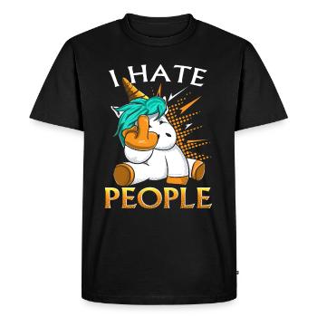 I hate people unicorn - Men's Premium Organic T-Shirt - black - Front - Nico (187cm)