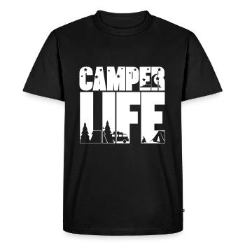 Camper Life Nature Camping Aventure Voyage - T-shirt Premium bio Homme - noir - Devant - Nico (187cm)
