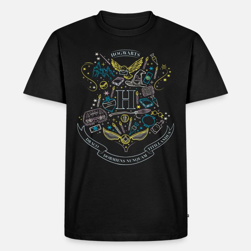 Harry Potter Hogwarts Elemente - Männer Premium Bio T-Shirt - Schwarz