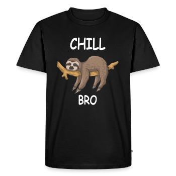 Sloth sayings - CHILL BRO - Men's Premium Organic T-Shirt - black - Front - Nico (187cm)