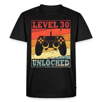 30th Birthday Gaming Motif Level 30 unlocked - Men's Premium Organic T-Shirt - black - Front - Nico (187cm)