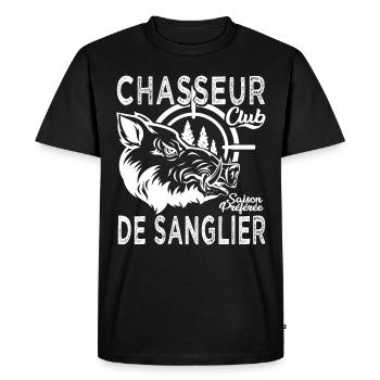 Chassé chasseur de sanglier cadeau cool chasse - T-shirt Premium bio Homme - noir - Devant - Nico (187cm)
