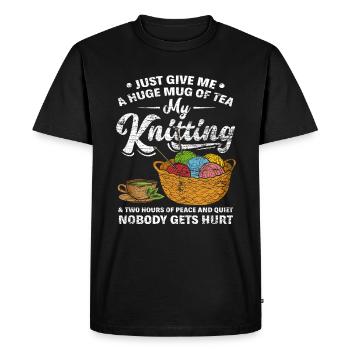 Knitting tea - Men's Premium Organic T-Shirt - black - Front - Nico (187cm)