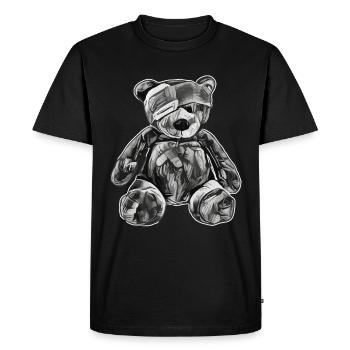 Toy teddy bear with an eye patch - Men's Premium Organic T-Shirt - black - Front - Nico (187cm)