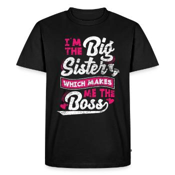 Sœur frère de naissance patron - T-shirt Premium bio Homme - noir - Devant - Nico (187cm)