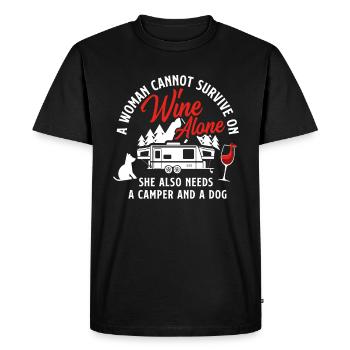 Cadeau de chien de campeur de vin - T-shirt Premium bio Homme - noir - Devant - Nico (187cm)