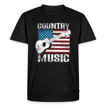 Country Musique drapeau américain guitare - T-shirt Premium bio Homme - noir - Devant - Nico (187cm)