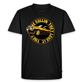 Vous me voyez rouler, dans ma voiture - T-shirt Premium bio Homme - noir - Devant - Nico (187cm)