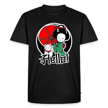 Le chat japonais et les femmes sont amis - T-shirt Premium bio Homme - noir - Devant - Nico (187cm)