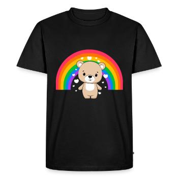 Rainbow Bear Love Gay Lesbian LGBTQ - Men's Premium Organic T-Shirt - black - Front - Nico (187cm)