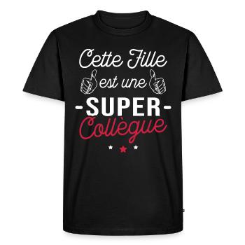Cette fille est une super Collègue - T-shirt Premium bio Homme - noir - Devant - Nico (187cm)