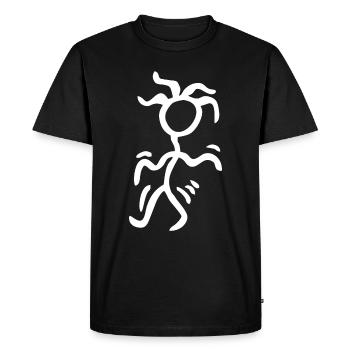 Figurine bâton dansante aux cheveux sauvages - T-shirt Premium bio Homme - noir - Devant - Nico (187cm)
