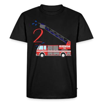 Camion de pompiers 2e anniversaire - T-shirt Premium bio Homme - noir - Devant - Nico (187cm)