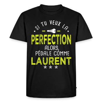 laurent si tu veux la perfection à vélo cycliste - T-shirt Premium bio Homme - noir - Devant - Nico (187cm)