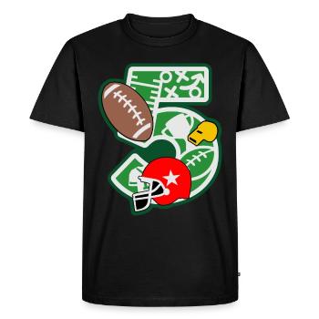 Football 5ème anniversaire numéro 5 - 5 ans - T-shirt Premium bio Homme - noir - Devant - Nico (187cm)