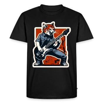 Cat Rage and the Guitar Playing Rock Cat - Men's Premium Organic T-Shirt - black - Front - Nico (187cm)