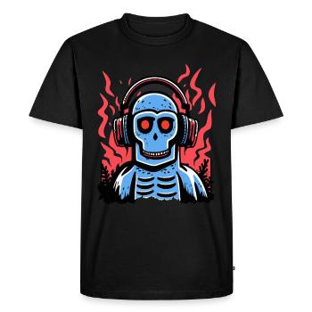Casque bleu avec singes zombies disco - T-shirt Premium bio Homme - noir - Devant - Nico (187cm)