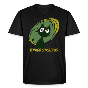 Vertiges Vintage Cartoon Chat - T-shirt Premium bio Homme - noir - Devant - Nico (187cm)