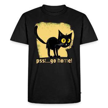 Rentre chez toi! Chat de dessin animé vintage - T-shirt Premium bio Homme - noir - Devant - Nico (187cm)