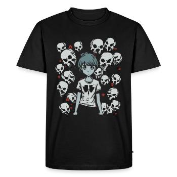 Skull, Bones and Cartoon Girl - Men's Premium Organic T-Shirt - black - Front - Nico (187cm)
