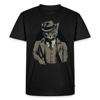 Gangster Cat Leader d’un gang de chats des années 1920 - T-shirt Premium bio Homme - noir - Devant - Nico (187cm)