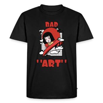bad art cat japan geisha trashy mess - Men's Premium Organic T-Shirt - black - Front - Nico (187cm)