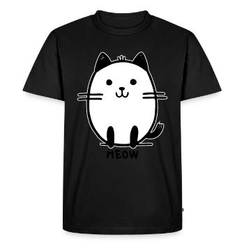 mignon dessin animé miaou chat - T-shirt Premium bio Homme - noir - Devant - Nico (187cm)