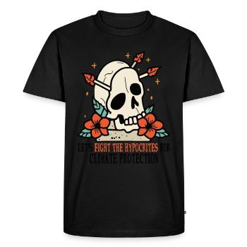 Crâne et roses pour la protection de l’environnement Protection du climat - T-shirt Premium bio Homme - noir - Devant - Nico (187cm)