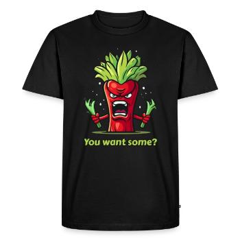 Légumes rouges en colère - T-shirt Premium bio Homme - noir - Devant - Nico (187cm)