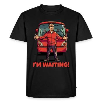 L’entraîneur fou attend l’équipe - T-shirt Premium bio Homme - noir - Devant - Nico (187cm)