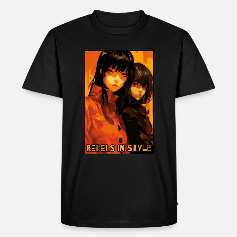 Rebellen mit Stil: Anime-Mädchen - Männer Premium Bio T-Shirt - Schwarz